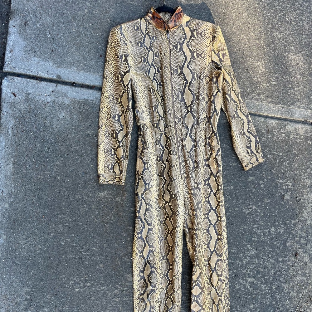 Vtg 60s 70s OOAK Custom Made Genuine Snakeskin Python Leather Jumpsuit Coveralls
